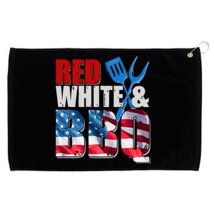 Red White And BBQ American USA Flag Grommeted Golf Towel