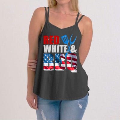 Red White And BBQ American USA Flag Women's Strappy Tank