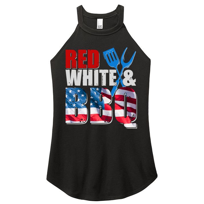 Red White And BBQ American USA Flag Women's Perfect Tri Rocker Tank