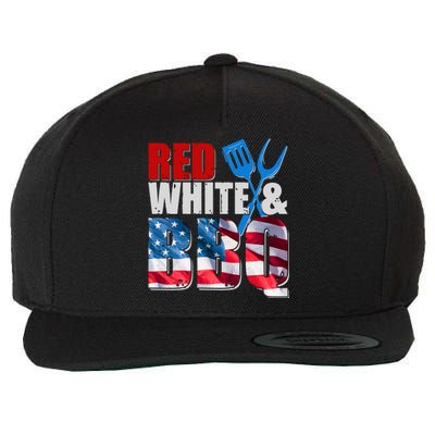 Red White And BBQ American USA Flag Wool Snapback Cap