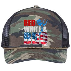 Red White And BBQ American USA Flag Retro Rope Trucker Hat Cap