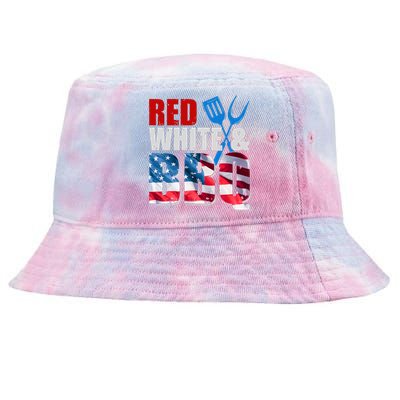 Red White And BBQ American USA Flag Tie-Dyed Bucket Hat