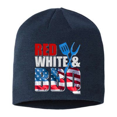 Red White And BBQ American USA Flag Sustainable Beanie