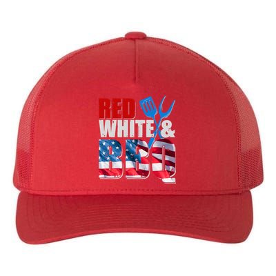 Red White And BBQ American USA Flag Yupoong Adult 5-Panel Trucker Hat