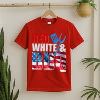 Red White And BBQ American USA Flag T-Shirt