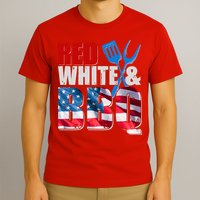 Red White And BBQ American USA Flag T-Shirt