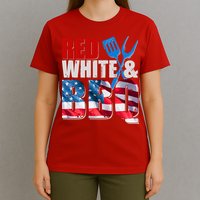 Red White And BBQ American USA Flag T-Shirt