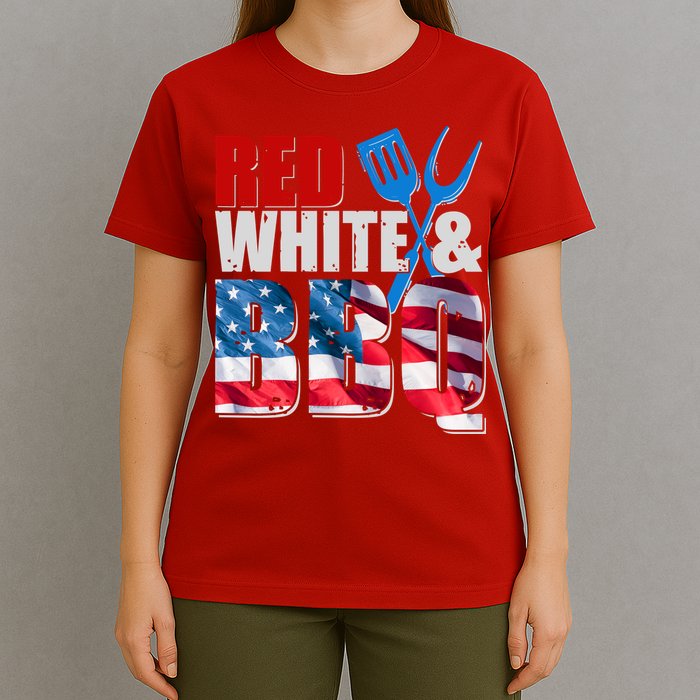 Red White And BBQ American USA Flag T-Shirt