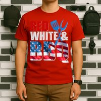 Red White And BBQ American USA Flag T-Shirt