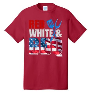 Red White And BBQ American USA Flag Tall T-Shirt