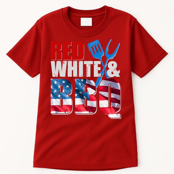 Red White And BBQ American USA Flag Tall T-Shirt