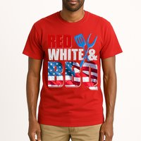 Red White And BBQ American USA Flag Tall T-Shirt