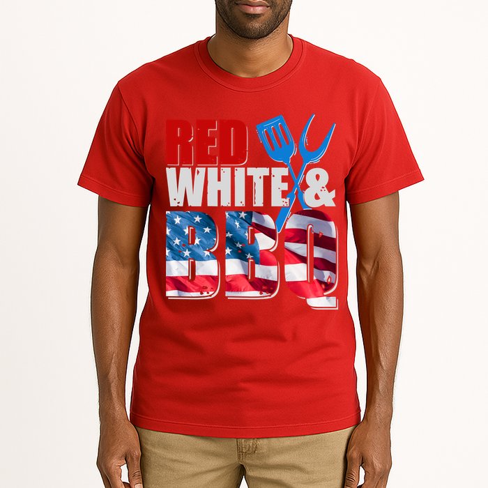 Red White And BBQ American USA Flag Tall T-Shirt