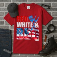 Red White And BBQ American USA Flag Tall T-Shirt