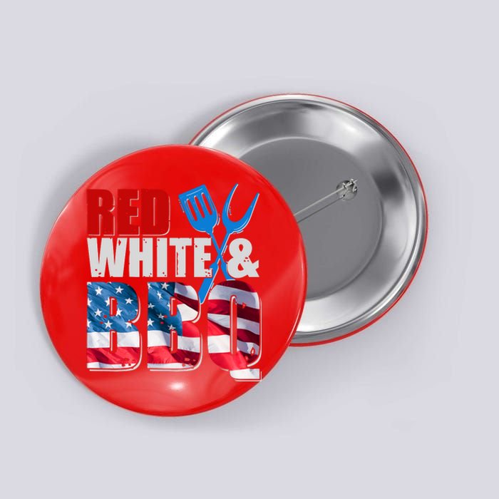 Red White And BBQ American USA Flag Button