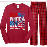 Red White And BBQ American USA Flag Long Sleeve Pajama Set