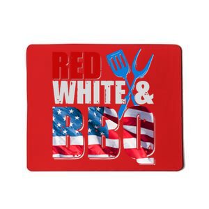 Red White And BBQ American USA Flag Mousepad