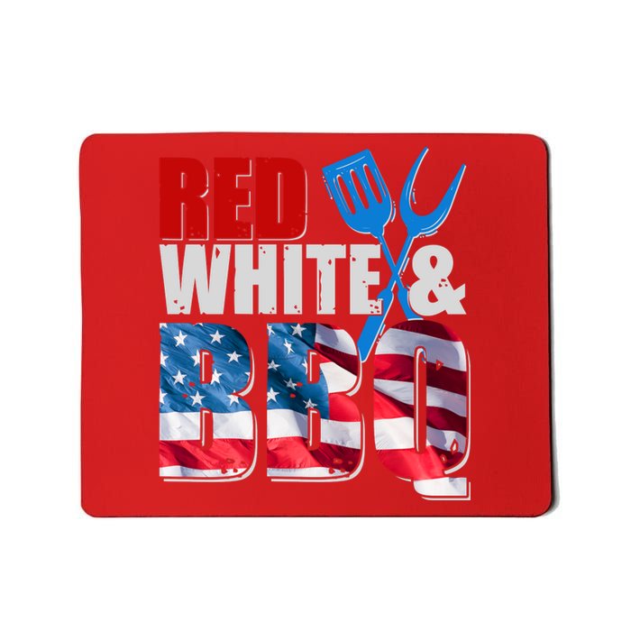 Red White And BBQ American USA Flag Mousepad