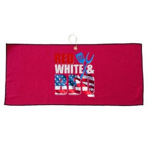 Red White And BBQ American USA Flag Large Microfiber Waffle Golf Towel