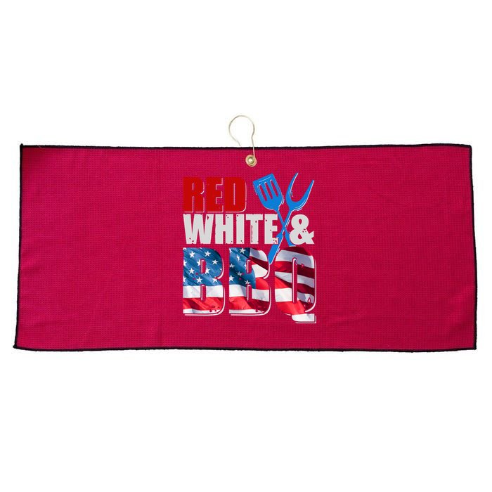 Red White And BBQ American USA Flag Large Microfiber Waffle Golf Towel