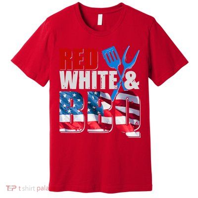 Red White And BBQ American USA Flag Premium T-Shirt