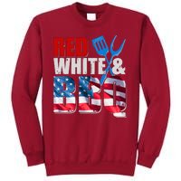 Red White And BBQ American USA Flag Tall Sweatshirt