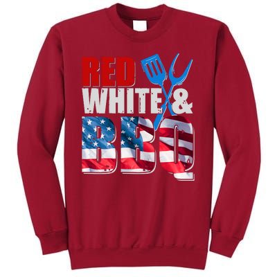 Red White And BBQ American USA Flag Tall Sweatshirt