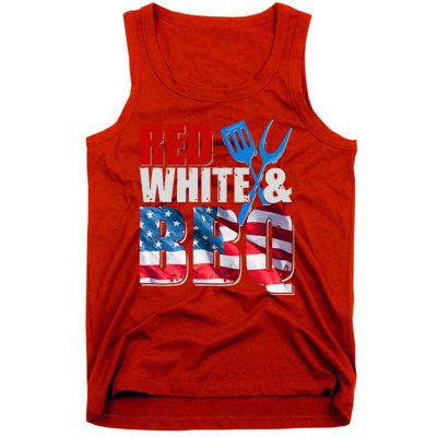 Red White And BBQ American USA Flag Tank Top