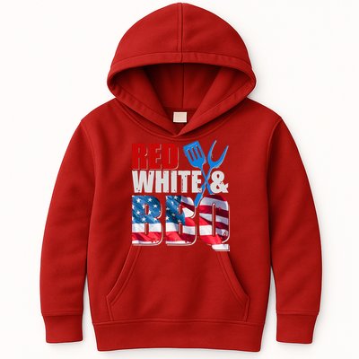 Red White And BBQ American USA Flag Kids Hoodie