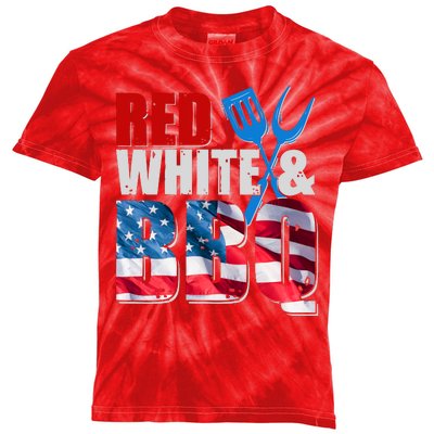 Red White And BBQ American USA Flag Kids Tie-Dye T-Shirt