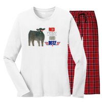 Red White And Beef Women's Long Sleeve Flannel Pajama Set 