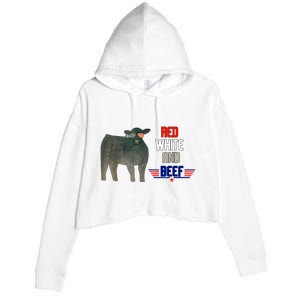 Red White And Beef Crop Fleece Hoodie