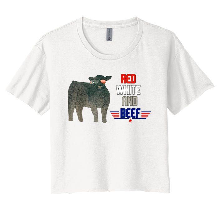 Red White And Beef Women's Crop Top Tee