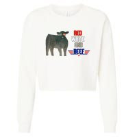 Red White And Beef Cropped Pullover Crew