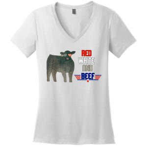 Red White And Beef Women's V-Neck T-Shirt