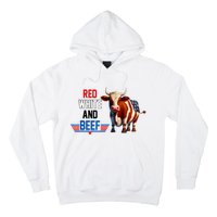 Red White And Beef Vintage Usa Flag 4th Of July Funny Cow Hoodie