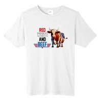 Red White And Beef Vintage Usa Flag 4th Of July Funny Cow Tall Fusion ChromaSoft Performance T-Shirt