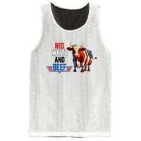 Red White And Beef Vintage Usa Flag 4th Of July Funny Cow Mesh Reversible Basketball Jersey Tank