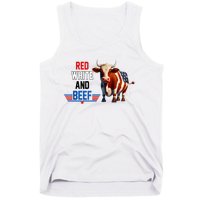 Red White And Beef Vintage Usa Flag 4th Of July Funny Cow Tank Top