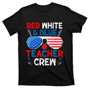 Red White And Blue Teacher Crew 4th Of July Sunglasses T-Shirt