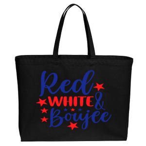 Red White And Boujee Freedom 4th Of July Funny Gift Cotton Canvas Jumbo Tote