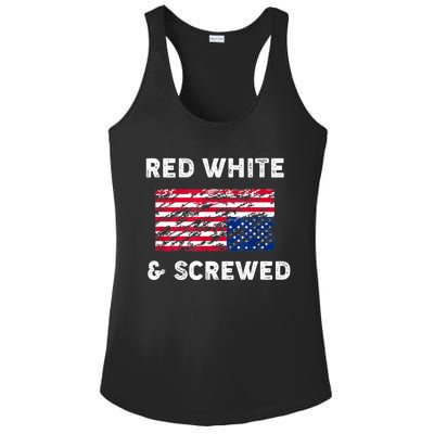 Red White And Screwed USA Protest Upside Down Flag Ladies PosiCharge Competitor Racerback Tank