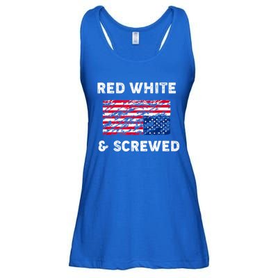 Red White And Screwed USA Protest Upside Down Flag Ladies Essential Flowy Tank