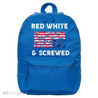 Red White And Screwed USA Protest Upside Down Flag 16 in Basic Backpack
