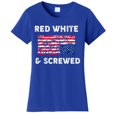 Red White And Screwed USA Protest Upside Down Flag Women's T-Shirt