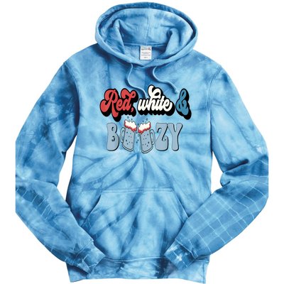 Red White And Boozy Celebrate America Drinking 4th Of July Tie Dye Hoodie