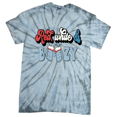 Red White And Boozy Celebrate America Drinking 4th Of July Tie-Dye T-Shirt