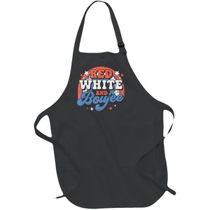 Red White and Boujee Patriotic Rainbow Groovy 4th of July Tank Top Full-Length Apron With Pockets