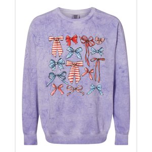 Red White And Blue American Coquette Bows Colorblast Crewneck Sweatshirt