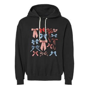 Red White And Blue American Coquette Bows Garment-Dyed Fleece Hoodie